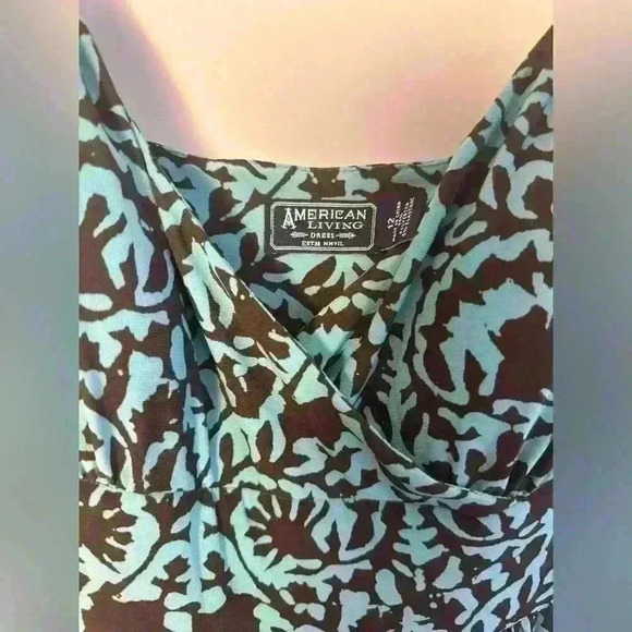 American Living Womens Teal Brown Long Stretch Dress Padded Bra Sz L 12  $110 - Picture 4 of 11